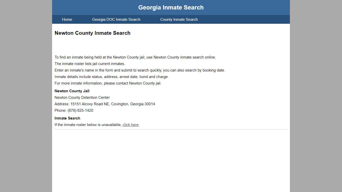 Newton County Jail Inmate Search
